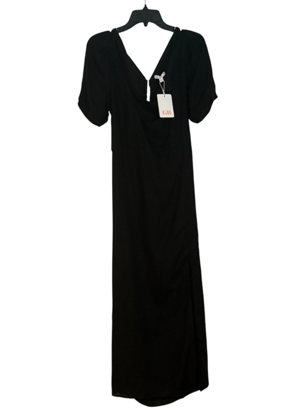 Gianni Bini Black V-Neck Puff Sleeve Maxi Dress